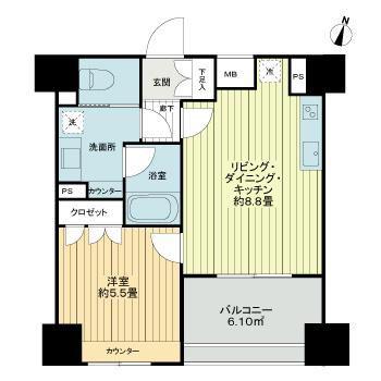 ダイナシティ赤羽(1LDK/7階)の間取り写真