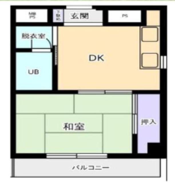 カネユーハイツ阿佐谷(1DK/5階)の間取り写真