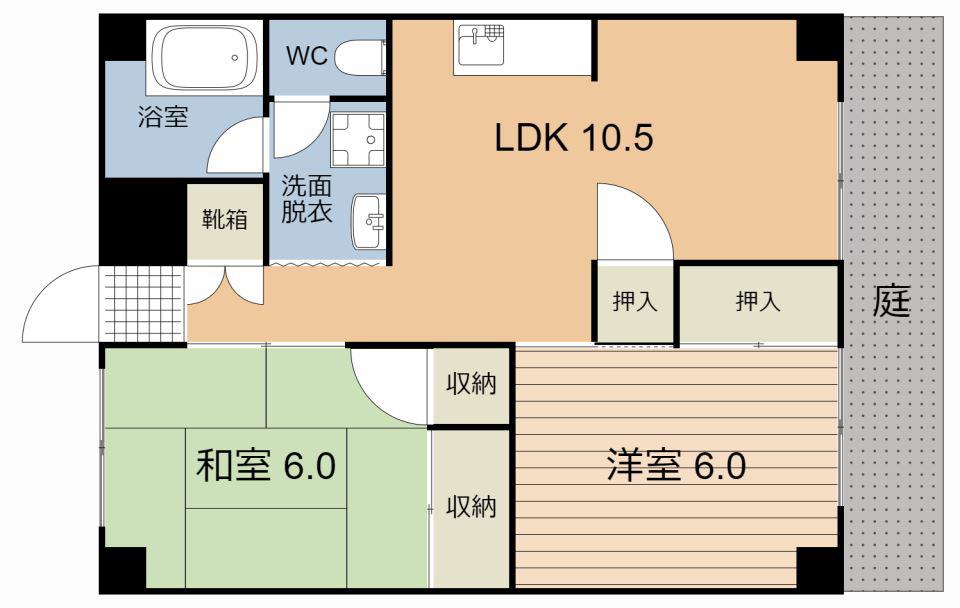 榎園マンション(2LDK/1階)の間取り写真