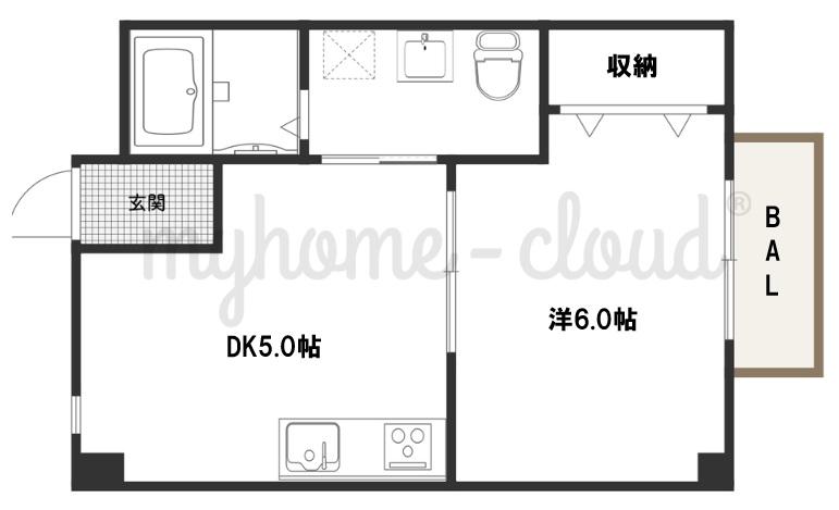 第8美和マンション(1DK/2階)の間取り写真