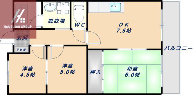 レジデンス清(3DK/4階)の間取り写真