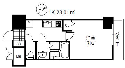 クレストタップ神戸湊町ノアール(1K/11階)の間取り写真