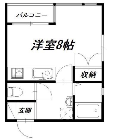 ポインセチア西ヶ崎(ワンルーム/2階)の間取り写真