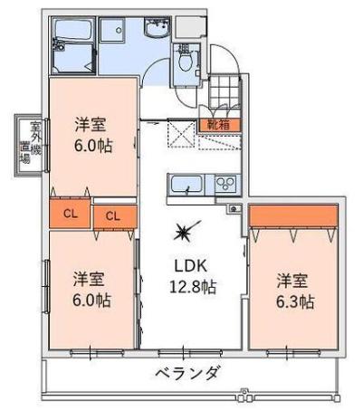 VILLA PORTOFINO(3LDK/2階)の間取り写真