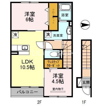 イースト VILLAGE 2015(2LDK/2階)の間取り写真