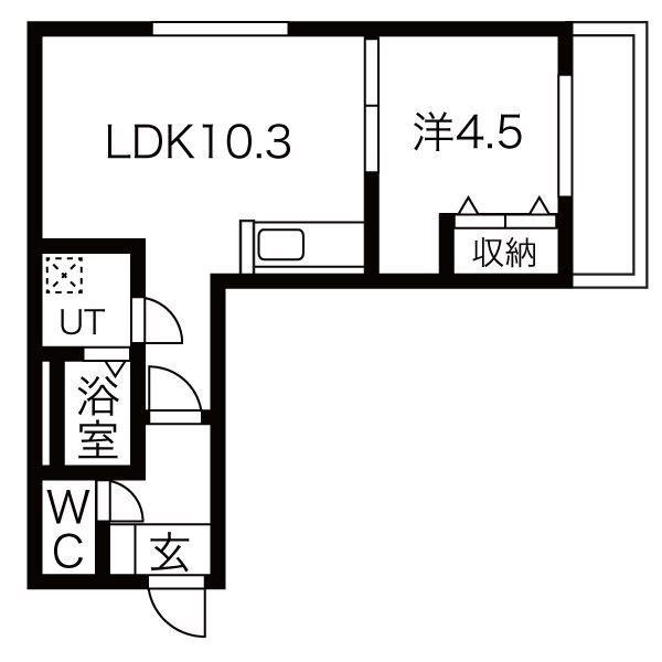 TRE VENTI美術館西(1LDK/1階)の間取り写真