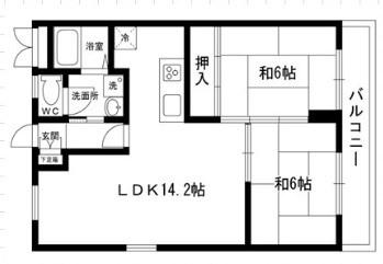 勝田ハイツ(2LDK/1階)の間取り写真