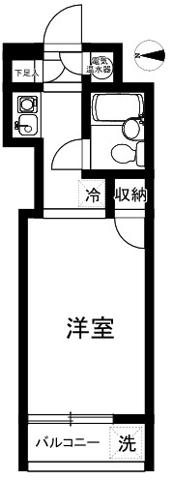 エヴェナール横浜(ワンルーム/1階)の間取り写真