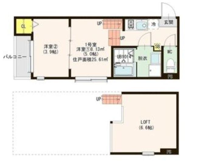 CLAIR福住(1K/2階)の間取り写真
