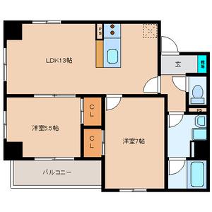 ソーテルヌ壱番館(2LDK/2階)の間取り写真