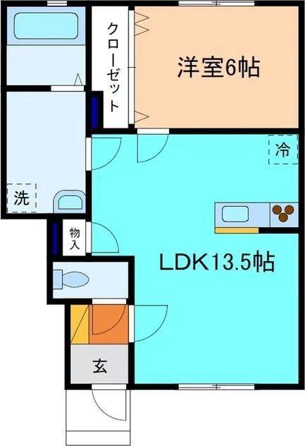 ハニエルIII(1LDK/1階)の間取り写真