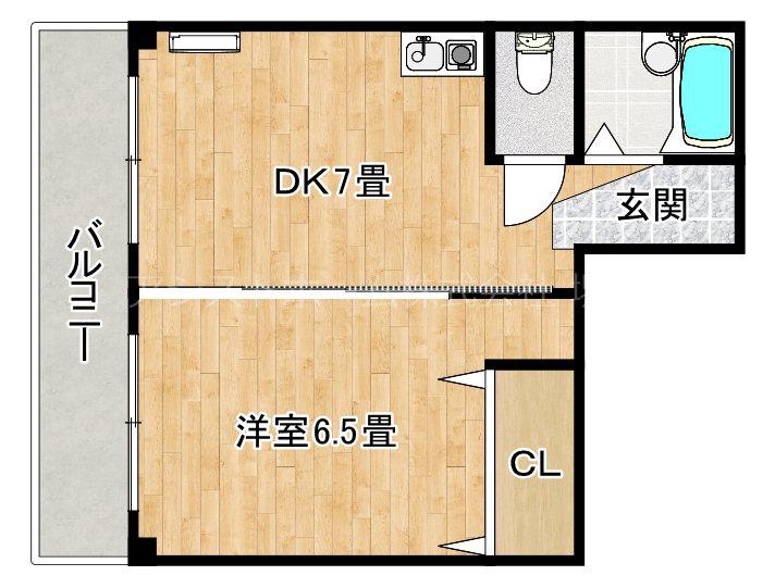 ヴィラ三国(1DK/3階)の間取り写真