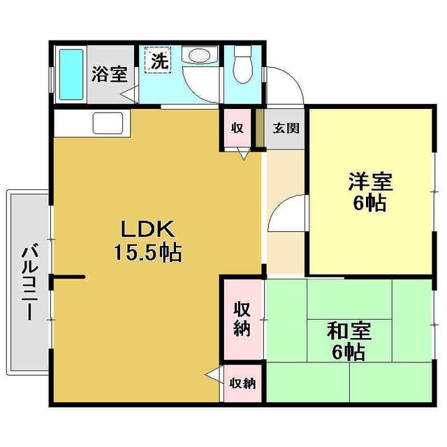 イチゴハイツI(2LDK/1階)の間取り写真