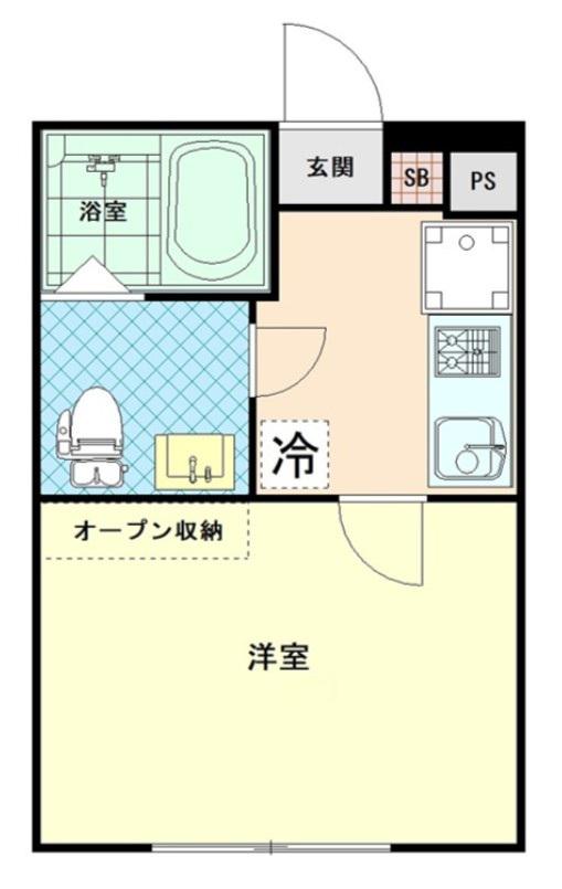 ブルーム立川(1K/2階)の間取り写真