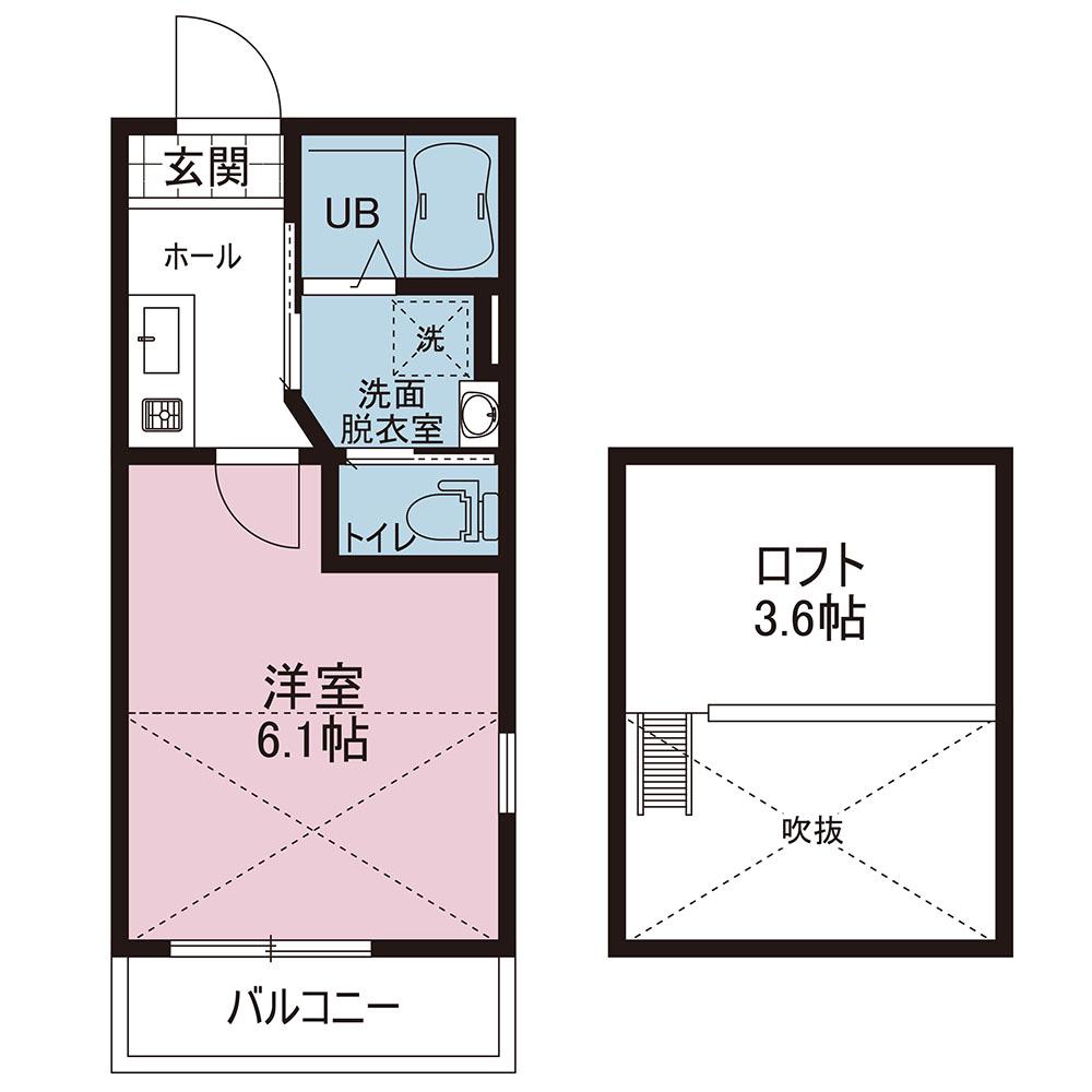 プランドール(1K/1階)の間取り写真