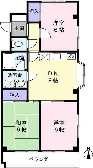 第二マルヤスハイツ(3DK/3階)の間取り写真
