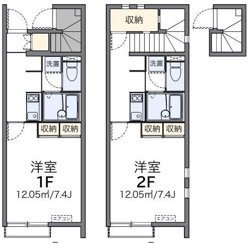 レオネクストロイヤル神栖(1K/2階)の間取り写真