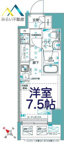クラリッサ横浜ベーネ(ワンルーム/4階)の間取り写真