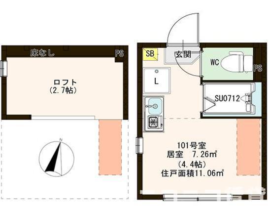 ハーモニーテラス東陽III(ワンルーム/1階)の間取り写真