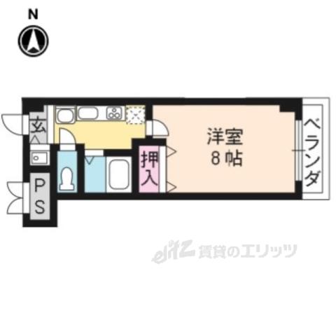 ヴィランセンワアネックス(1K/4階)の間取り写真