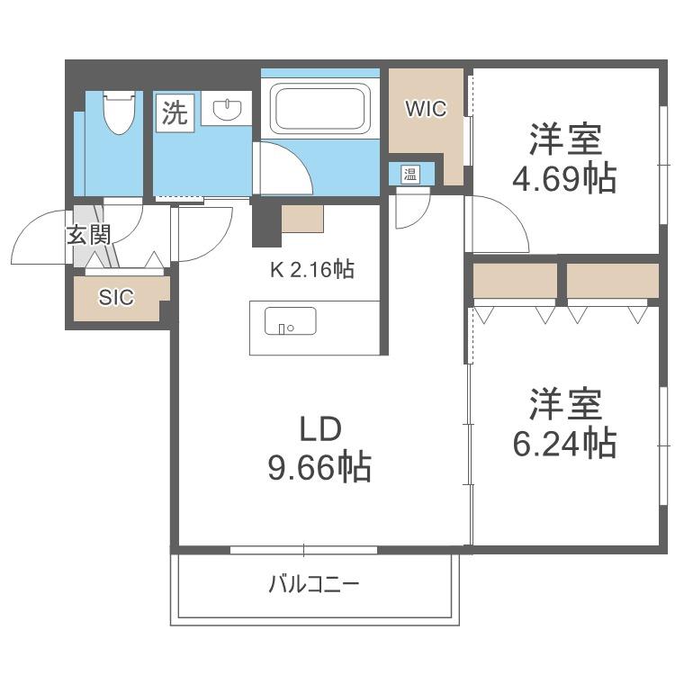 LIVECASA豊平(2LDK/2階)の間取り写真