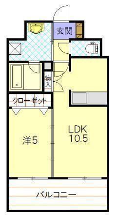 ABITI浜町(1LDK/2階)の間取り写真