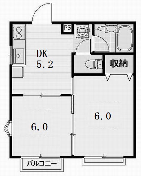 ドミール宮前(2DK/3階)の間取り写真