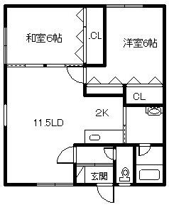 第1宝辰ハイツ(2LDK/2階)の間取り写真