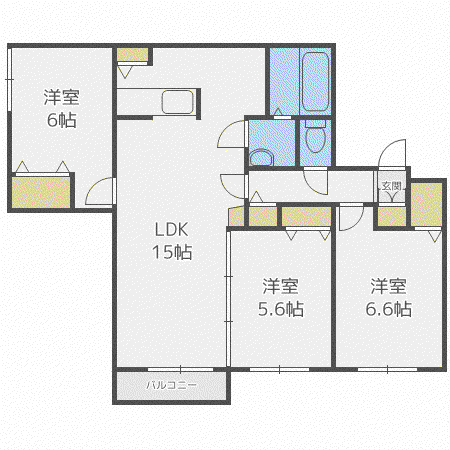 システムコート伏見(3LDK/2階)の間取り写真