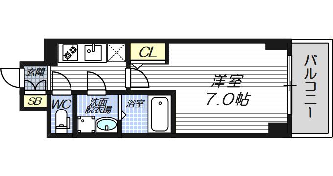S-RESIDENCE福島ALOVITA(1K/7階)の間取り写真