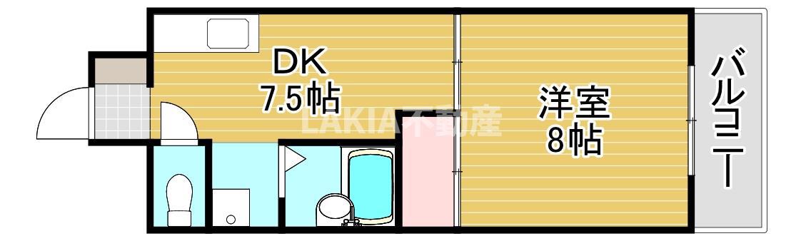 鶴見緑地ハイツ弐番館(1DK/7階)の間取り写真