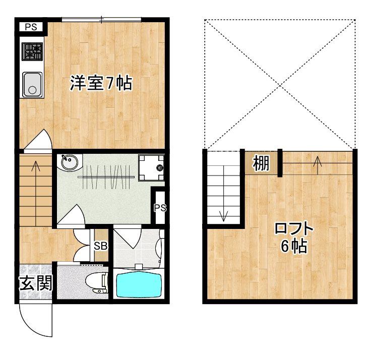 ヴィアーレ(ワンルーム/2階)の間取り写真