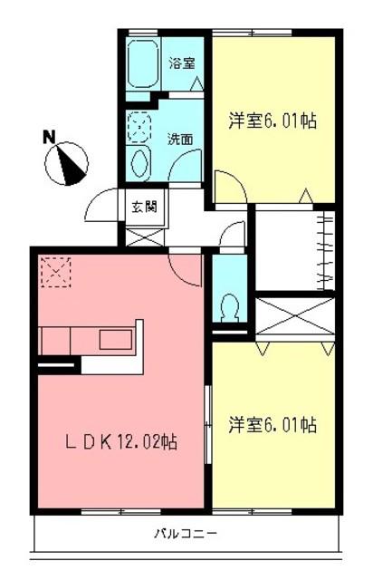ソレアード生田(2LDK/2階)の間取り写真