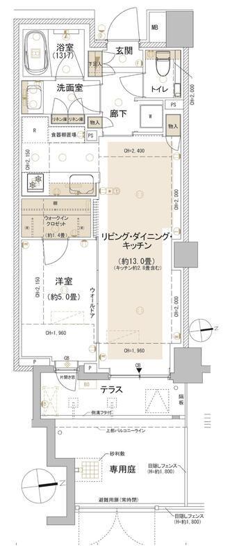 パークホームズ東中野(1LDK/1階)の間取り写真