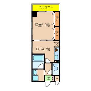 エスペランサ御影II(1DK/3階)の間取り写真
