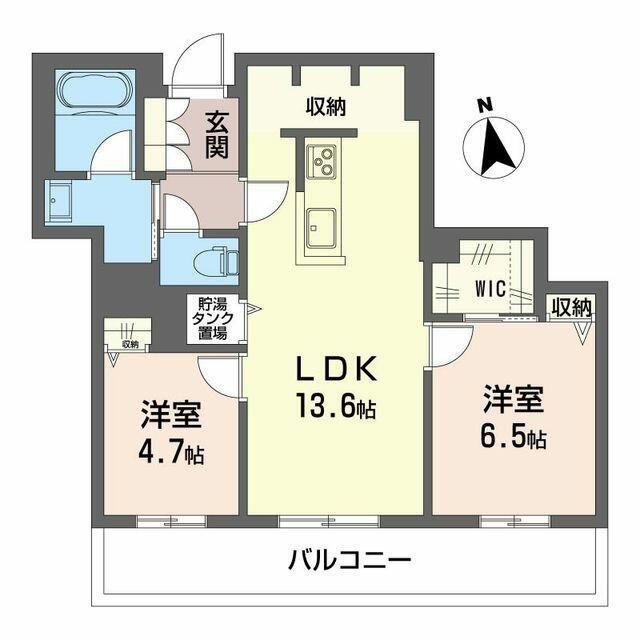 JR相模線 南橋本駅 徒歩18分 4階建 築1年(2LDK/2階)の間取り写真