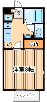 サン・オオハラF棟(1K/1階)の間取り写真