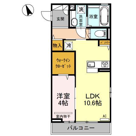 ラルジュ並榎(1LDK/3階)の間取り写真