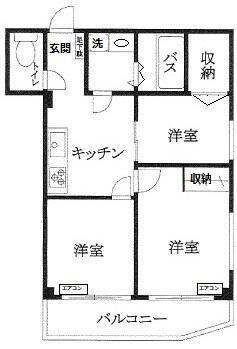 サンハイツ根岸(3K/6階)の間取り写真