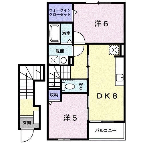 セイバリーヴィラ(2DK/2階)の間取り写真