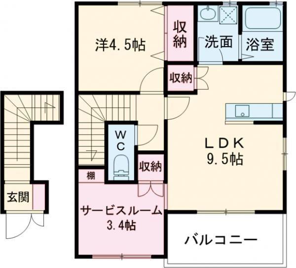 パルティールA(1SLDK/2階)の間取り写真
