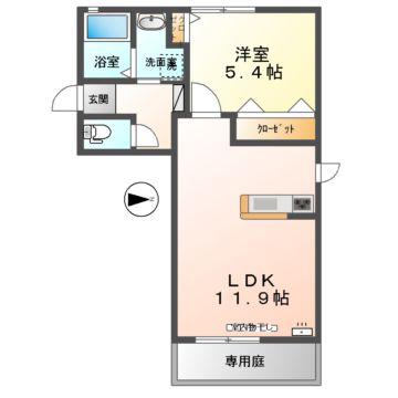 アマービレ 3RD(1LDK/1階)の間取り写真