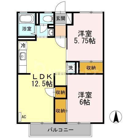 アーバンテラス(2LDK/1階)の間取り写真