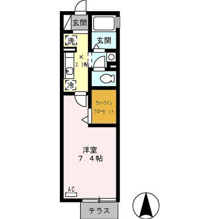 ソレイユ(1K/1階)の間取り写真