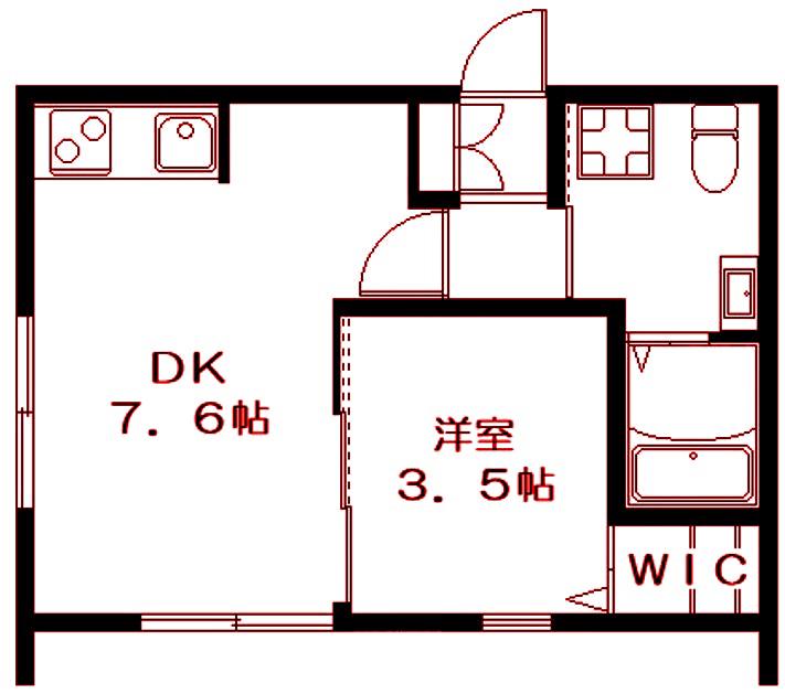 K・倉田(1DK/2階)の間取り写真