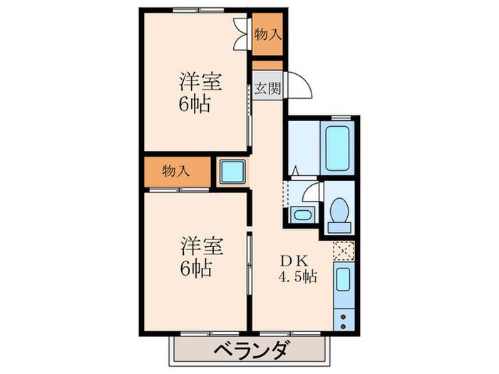 セジュールラフォーレ(2DK/1階)の間取り写真