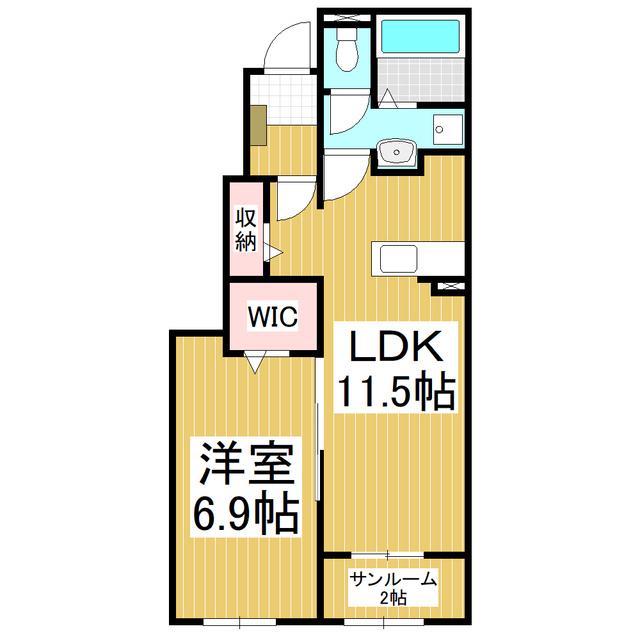 コンフォーティア信濃大町II(1LDK/1階)の間取り写真