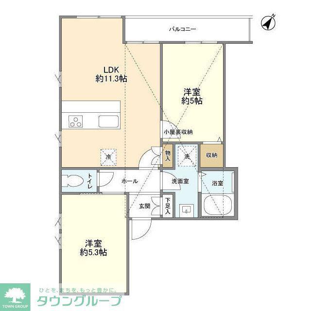 ティアリーゼ(2LDK/2階)の間取り写真