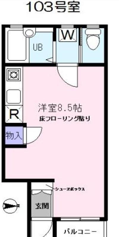 ヒルトップテラス(ワンルーム/1階)の間取り写真