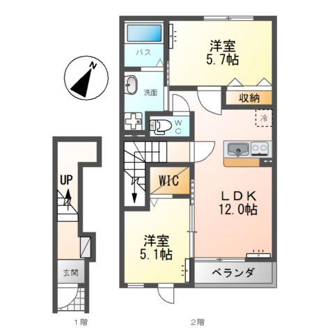コンフォール K(2LDK/2階)の間取り写真